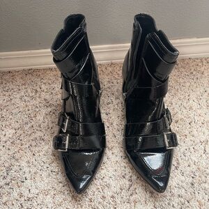 Ash Black Patent Leather Ankle Boots